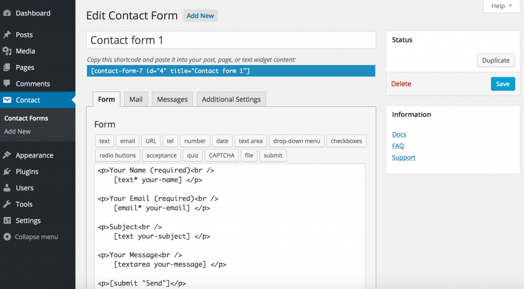 Wordpress İletişim Formu