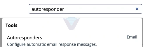 cPanel arama kutusunda Autoresponders sonucu
